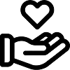 Icon Hand mit einem Herz drüber